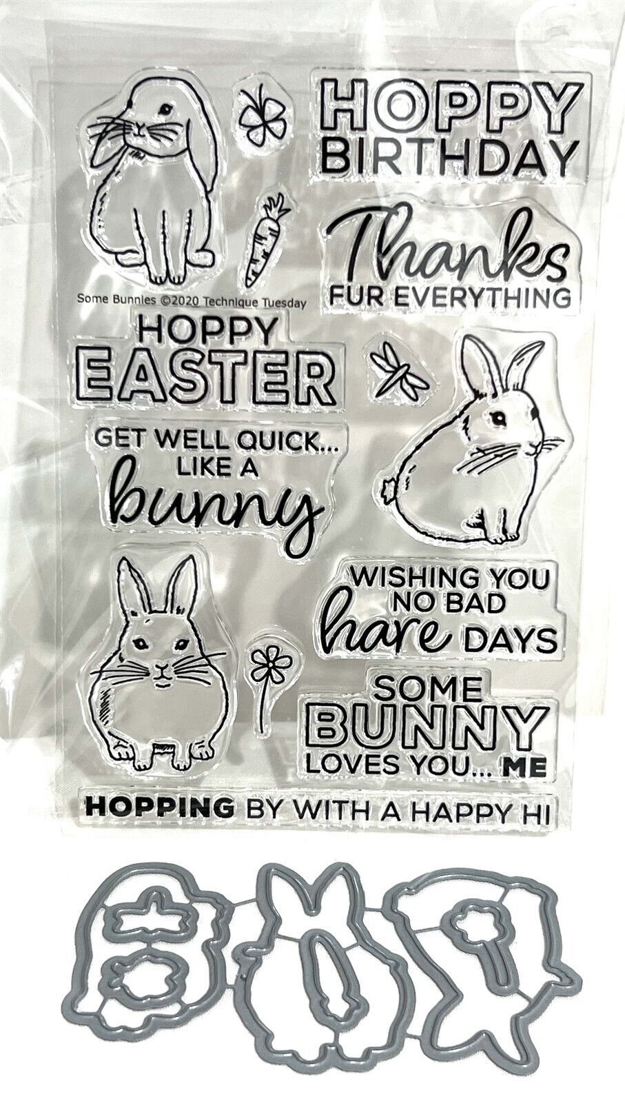 Technique Tuesday SOME BUNNIES Bunny Rabbit Easter Birthday Rubber Stamps Dies