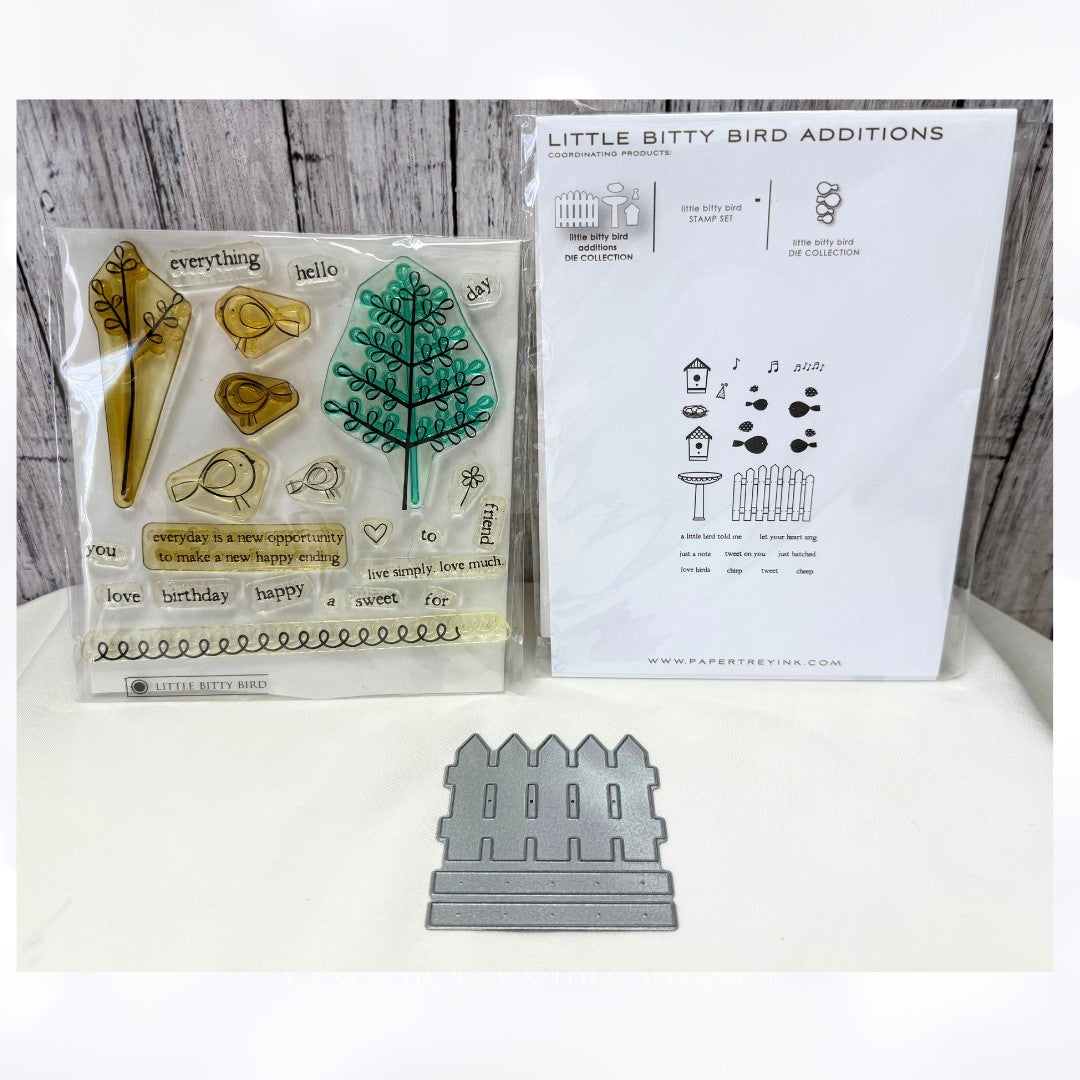 Papertrey Ink LITTLE BITTY BIRD Additions Picket Fence Rubber Stamps