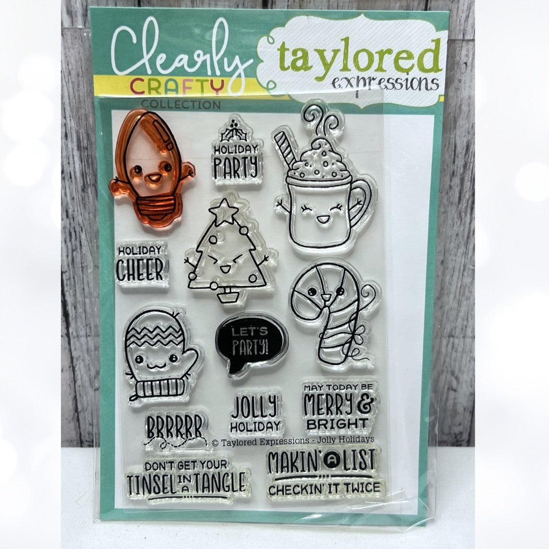 Taylored Expressions JOLLY HOLIDAYS Christmas Candy Cane Rubber Stamps Rare