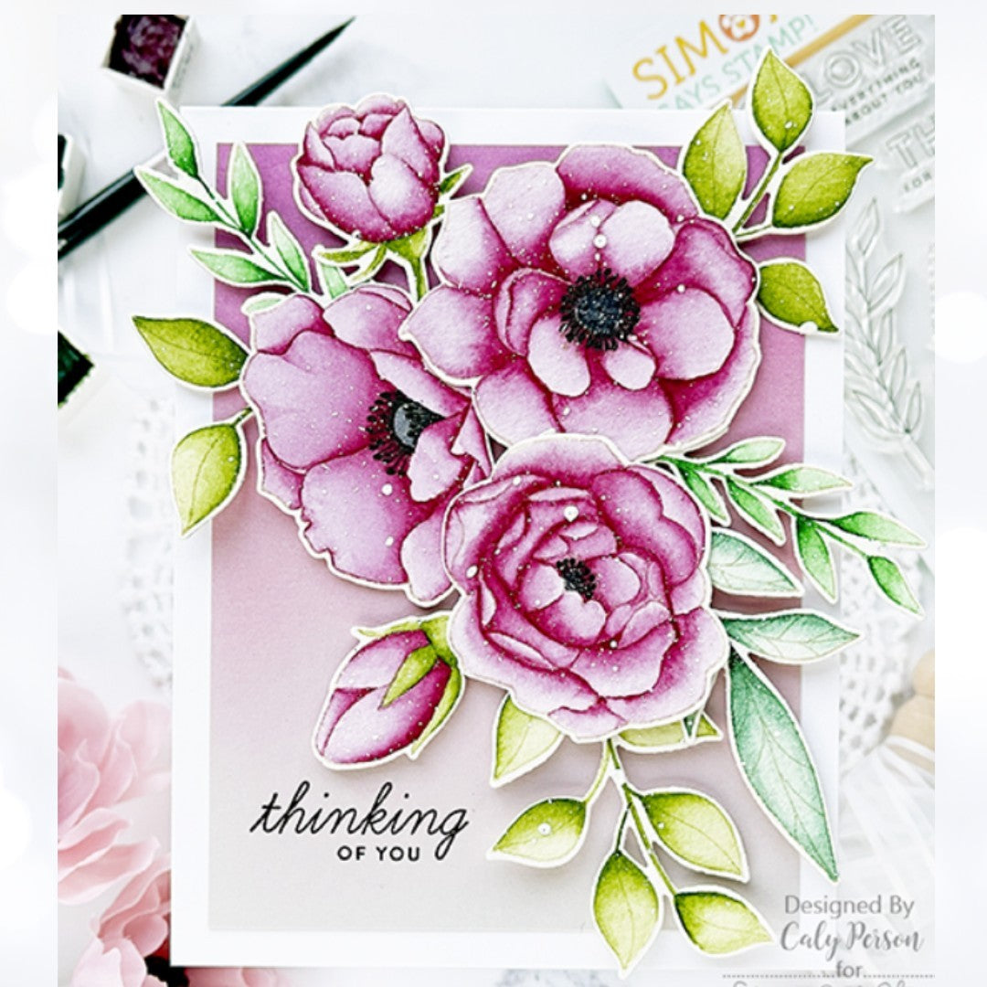 Simon Says Stamp DELICATE FLOWERS Floral 6x8 Rubber Stamps Dies