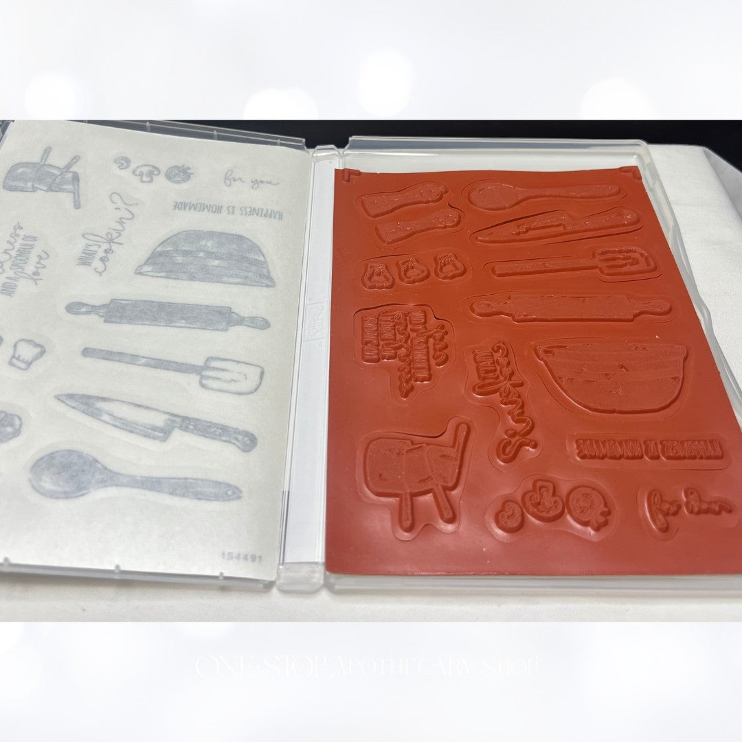 Stampin Up WHAT'S COOKIN Kitchen Baking Rubber Stamps