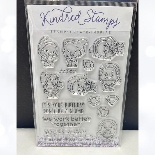 Kindred Stamps MINE WORKERS Seven Dwarfs Snow White Disney Rubber Stamps