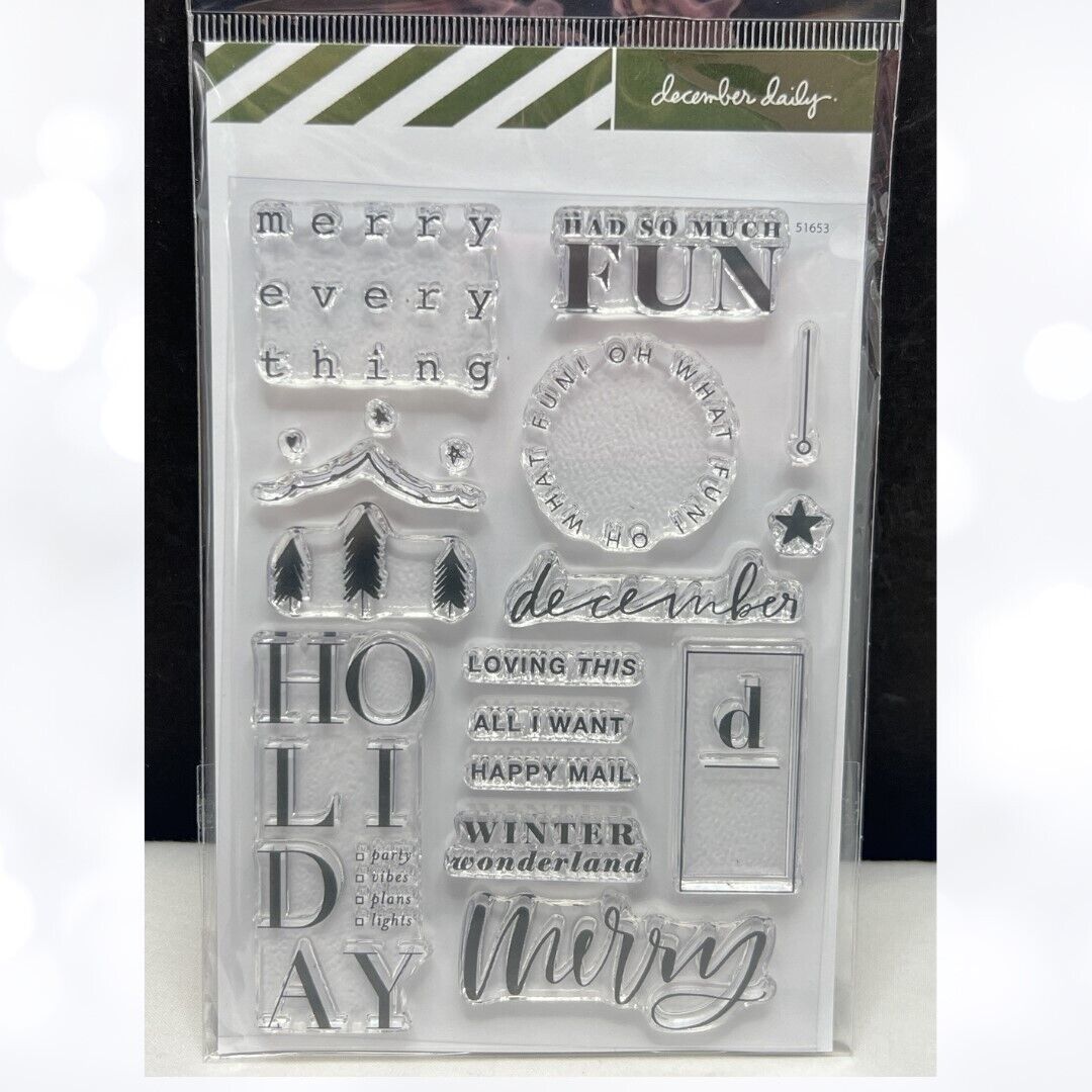 December Daily CHRISTMAS Trees Holiday Greetings Planner Journal Rubber Stamps