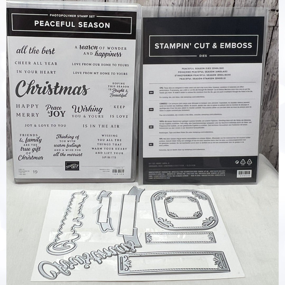 Stampin Up PEACEFUL SEASON Christmas Greetings Rubber Stamps Dies