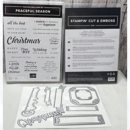 Stampin Up PEACEFUL SEASON Christmas Greetings Rubber Stamps Dies