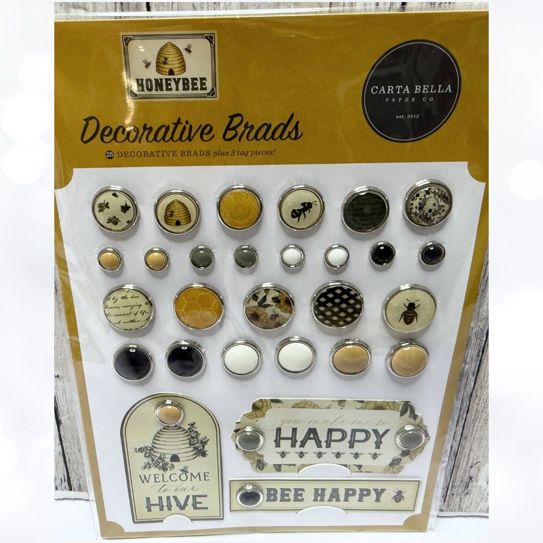 Carta Bella HONEYBEE Bees 12x12 Paper Collection Ephemera Brads Scrapbook Kit