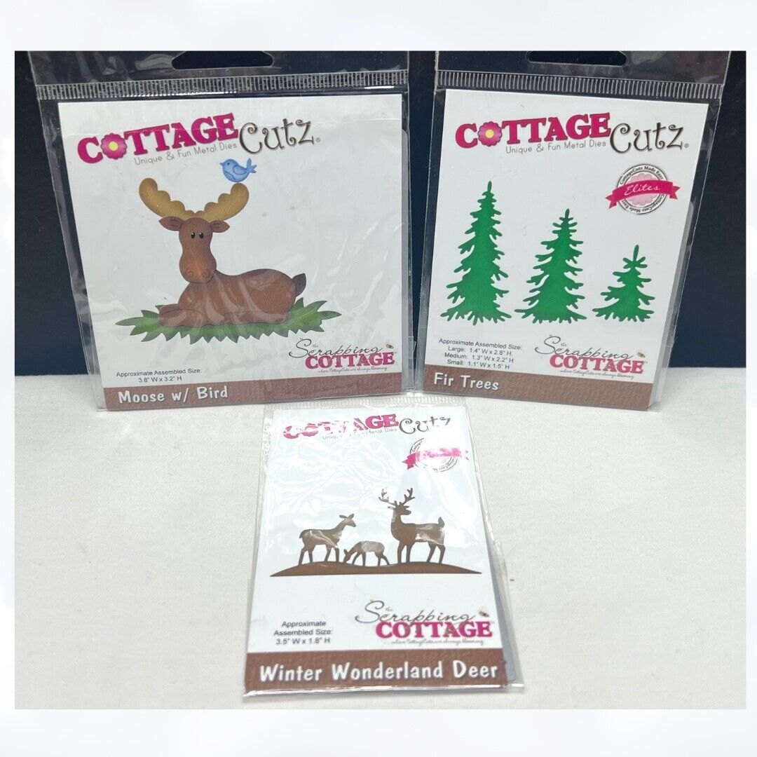 Cottage Cutz MOOSE Trees Deer Animals Dies Lot of 3