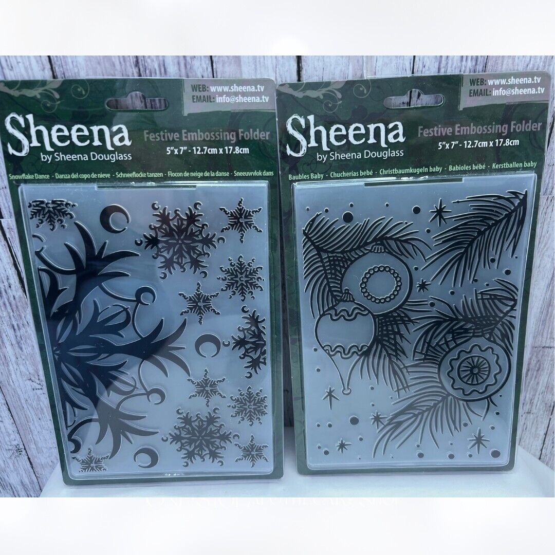 Sheena CHRISTMAS Lights Ornaments Snowflakes 5x7 Embossing Folders