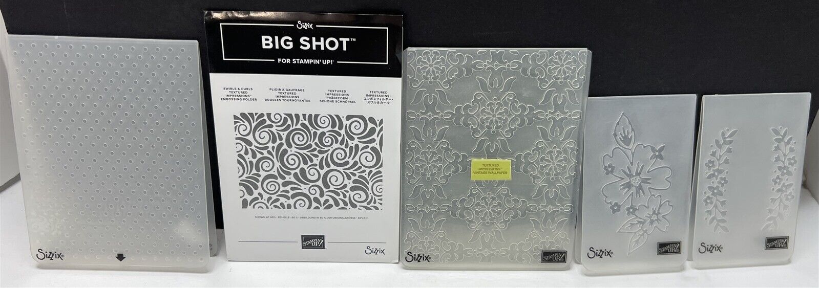 Stampin Up EMBOSSING FOLDERS Swirls Floral Dots Wallpaper Lot