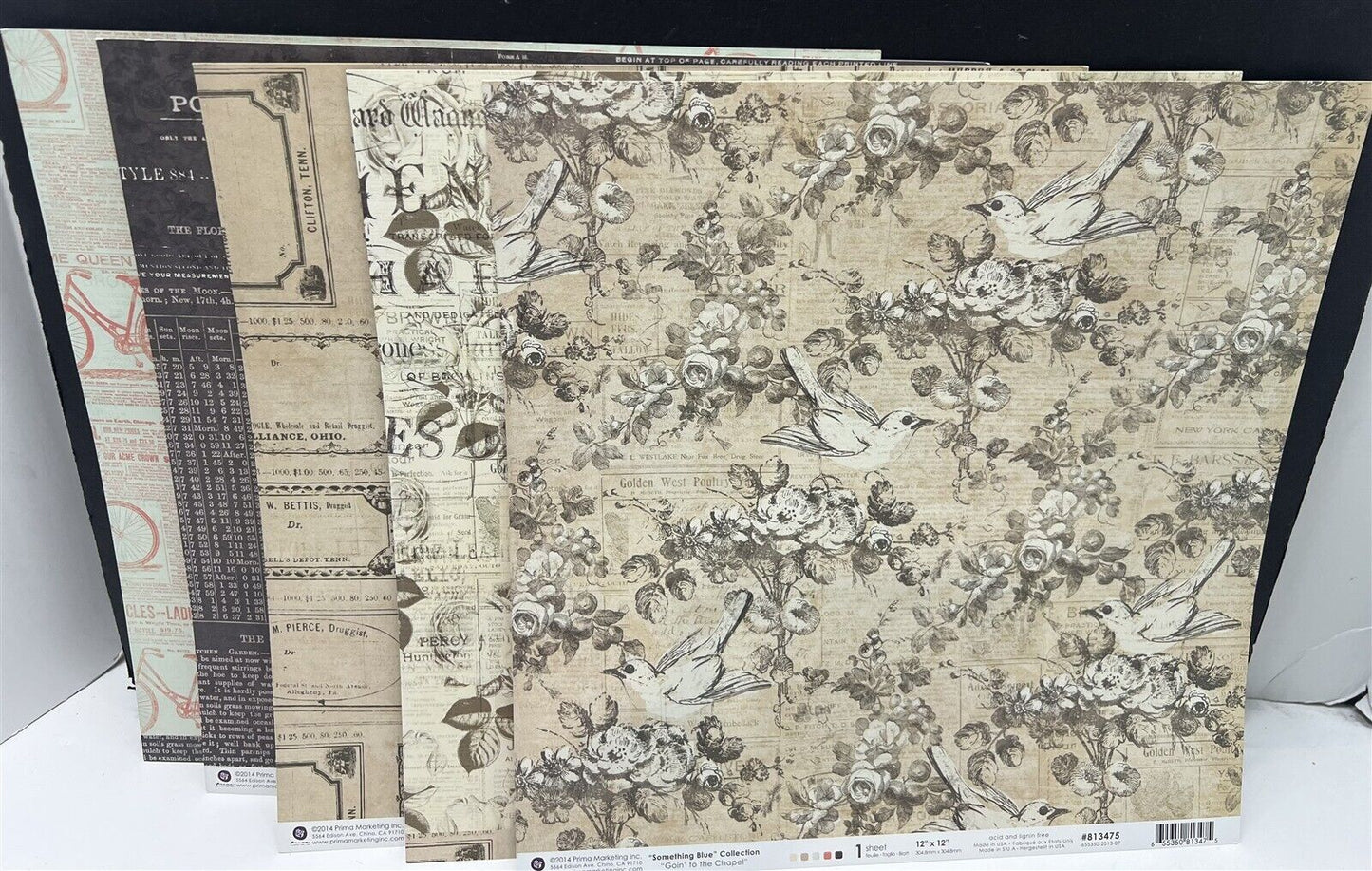 Prima SOMETHING BLUE Wedding 12x12 Cardstock Paper Journal Kit 