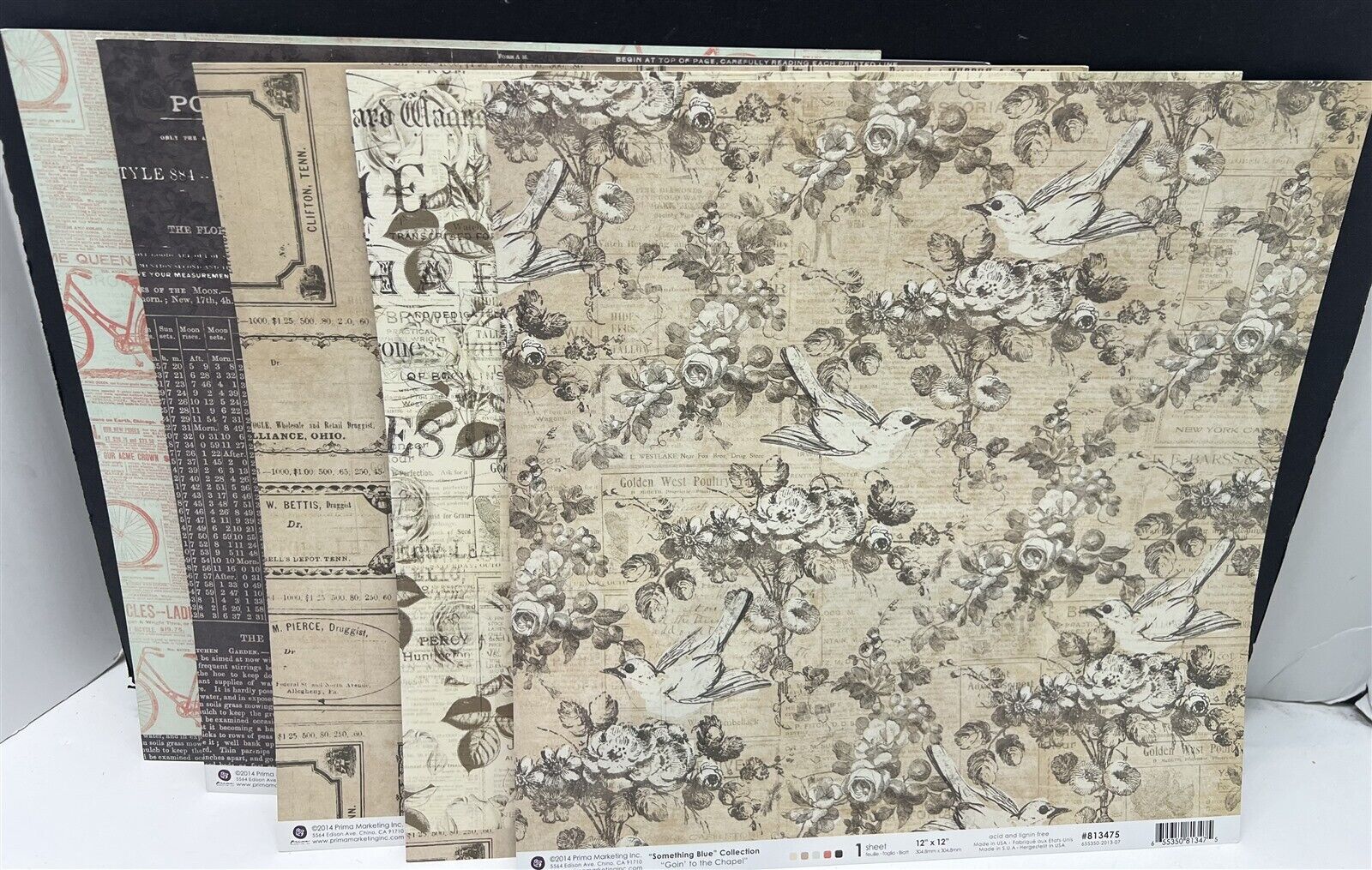 Prima SOMETHING BLUE Wedding 12x12 Cardstock Paper Journal Kit 