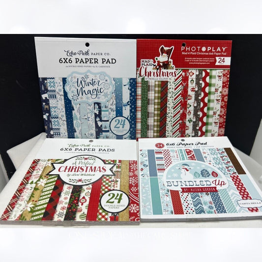 Echo Park Photoplay CHRISTMAS 6x6 Holiday Paper Pads Packs Lot of 4