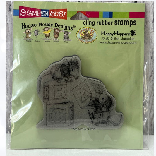 House Mouse BABY BLOCKS Monica Baby Shower Mice Rubber Stamp