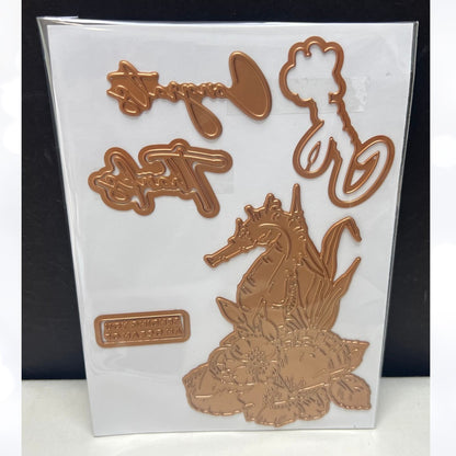 Spellbinders SEAHORSE FLORAL Ocean Sea Dies Hot Foil Plates Glimmer