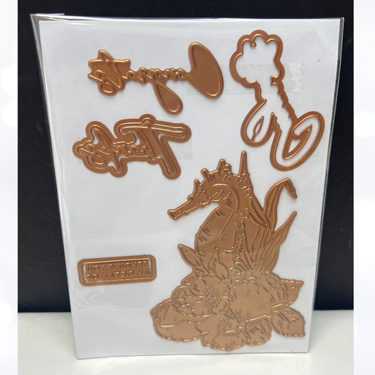 Spellbinders SEAHORSE FLORAL Ocean Sea Dies Hot Foil Plates Glimmer