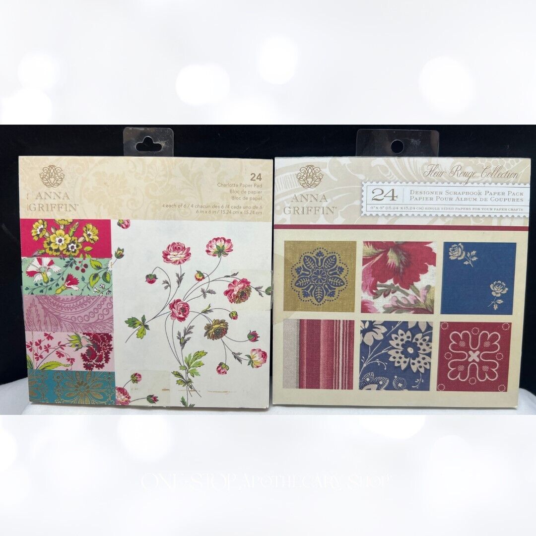 Anna Griffin CHARLOTTE Fleur Rouge Floral 6x6 Cardstock Paper Packs Pads 