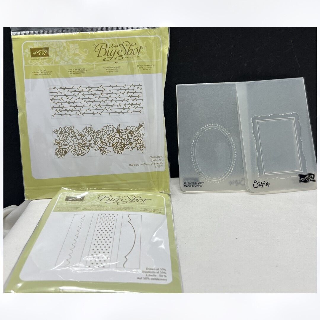 Stampin Up DESIGNER FRAMES Accents Petal Embossing Folders Lot