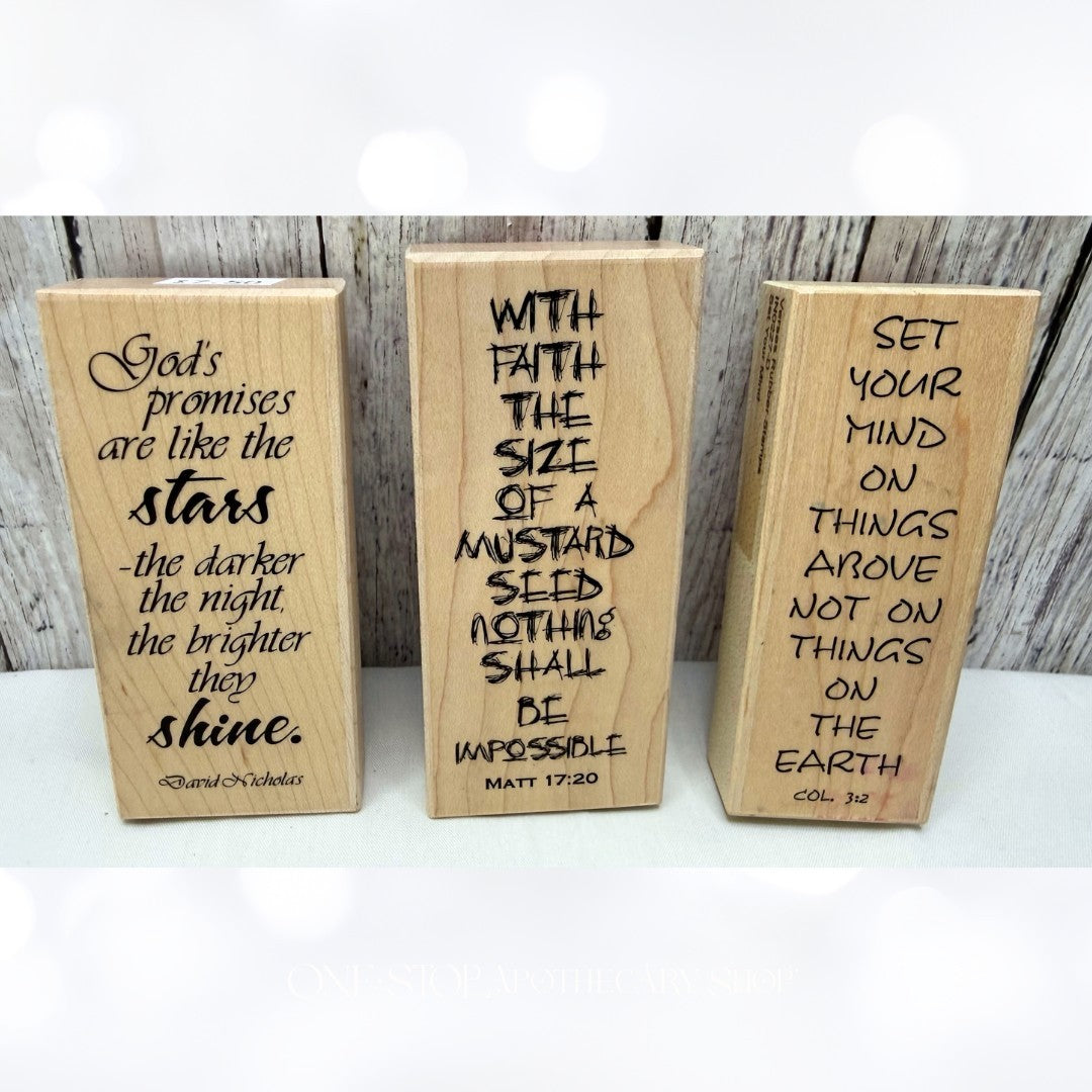 Verses RELIGIOUS Bible Sayings Faith Bible Journaling Rubber Stamps Lot of 3