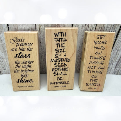 Verses RELIGIOUS Bible Sayings Faith Bible Journaling Rubber Stamps Lot of 3