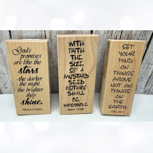 Verses RELIGIOUS Bible Sayings Faith Bible Journaling Rubber Stamps Lot of 3