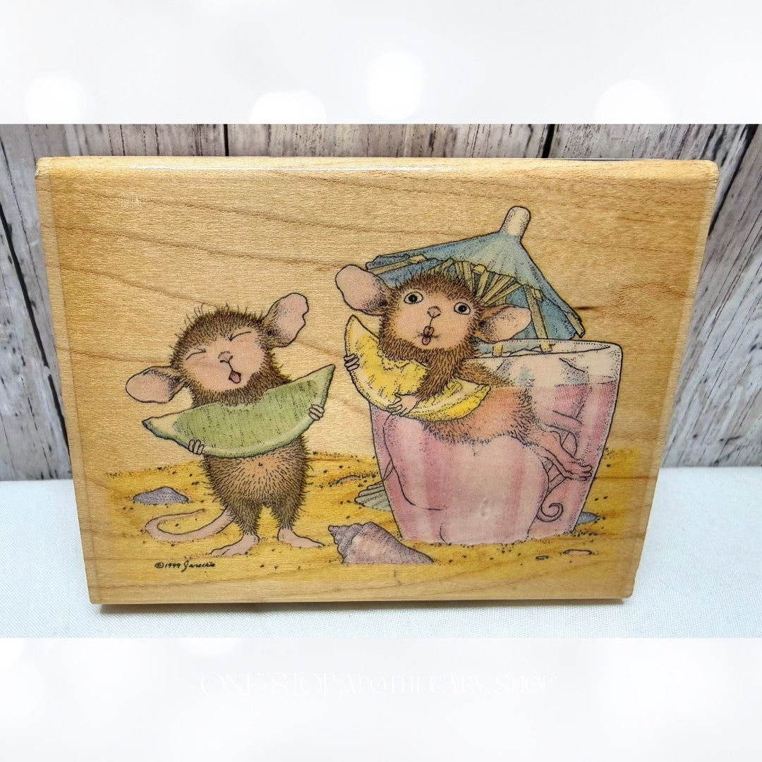 House Mouse LEMON LIPS Mice Drinks Rubber Stamp