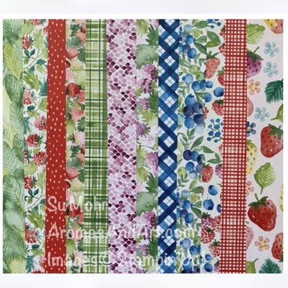 Stampin Up BERRY DELIGHTFUL Fruit Strawberry 12x12 DSP Cardstock Paper 12 Sheets