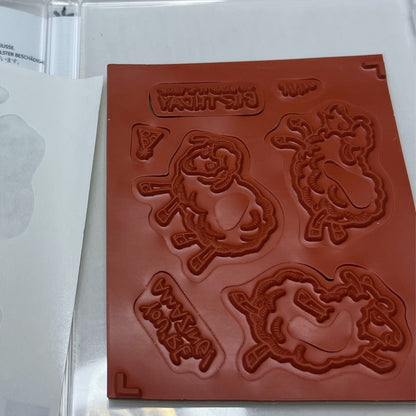 Stampin Up COUNTING SHEEP Farm Animals Rubber Stamps Dies
