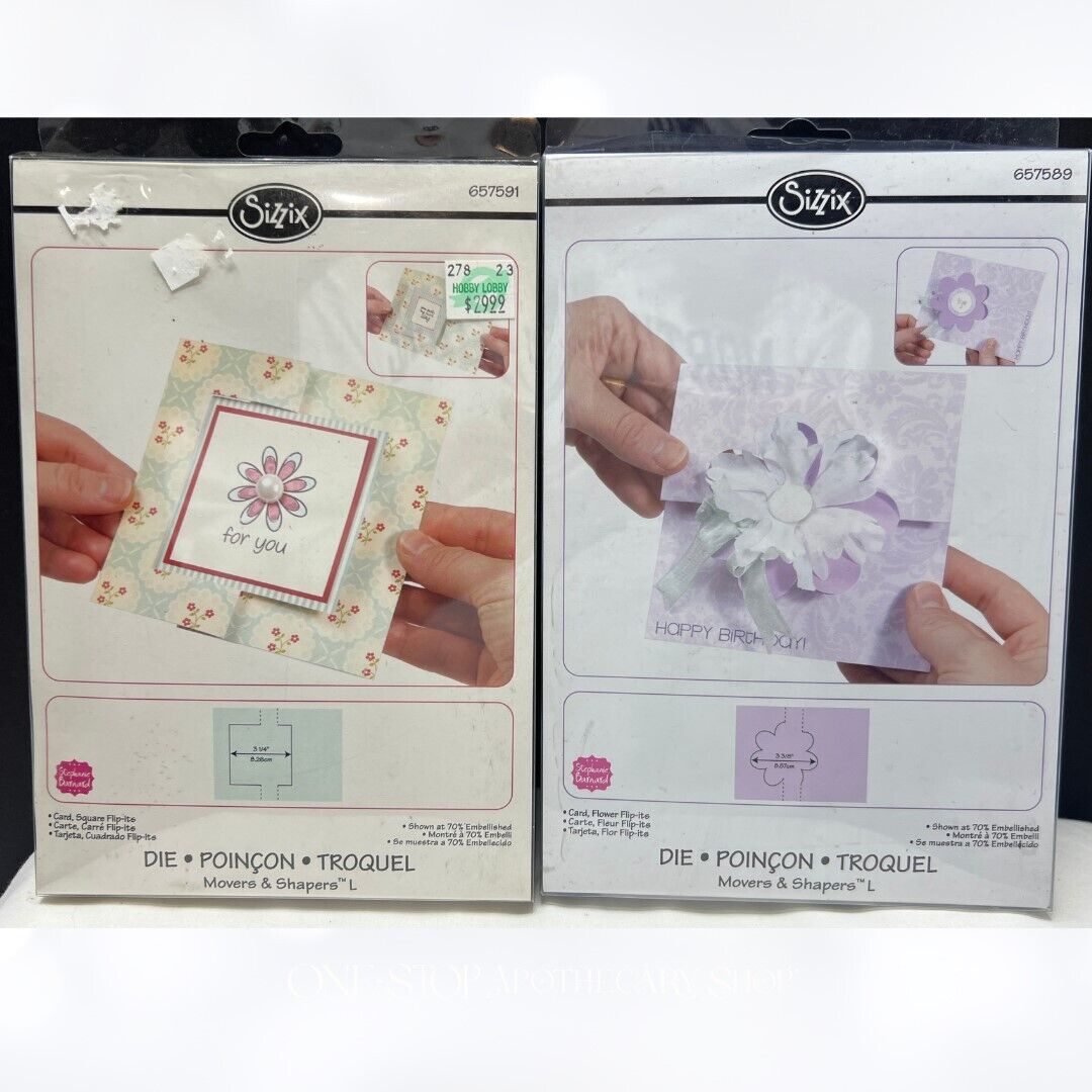 Sizzix Stephanie Barnard SQUARE FLIP ITS CARD Flower Movers & Shapers Dies