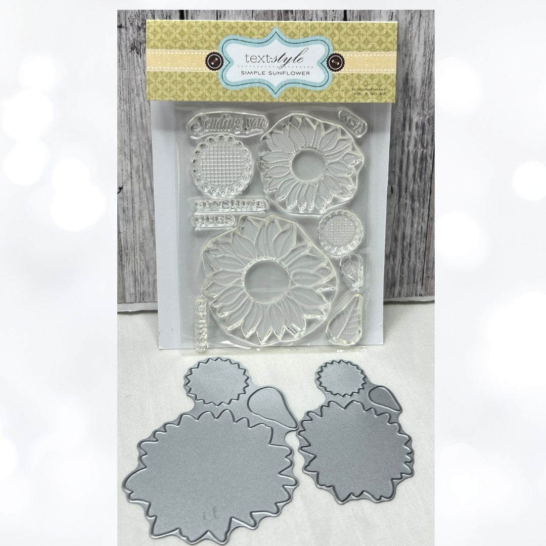 Papertrey Ink SIMPLE SUNFLOWER Fall Autumn Flowers Rubber Stamps Dies