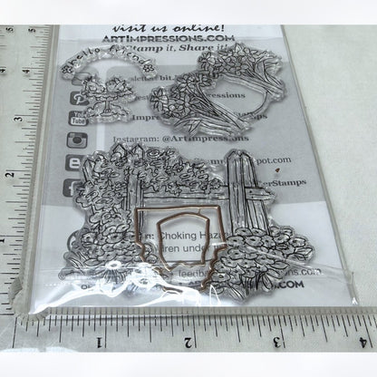 Art Impressions SWING WINDOW Hello Friend Tryfold Rubber Stamps Dies