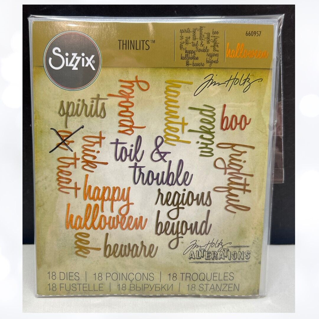 Tim Holtz HALLOWEEN WORDS Script Greetings 660957 Thinlits Dies AS IS**