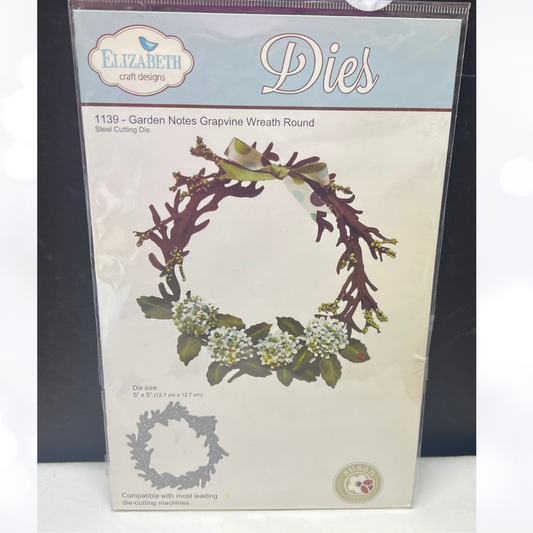 Elizabeth Craft Designs GRAPEVINE WREATH ROUND Garden Notes Dies