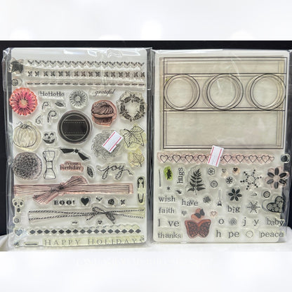 Gina K TRIPLE PLAY Frame Holiday Christmas Halloween Rubber Stamps Lot