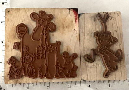 Penny Black MONKEY Zoo Animals Monkies Giraffe Wood Rubber Stamps Lot of 3