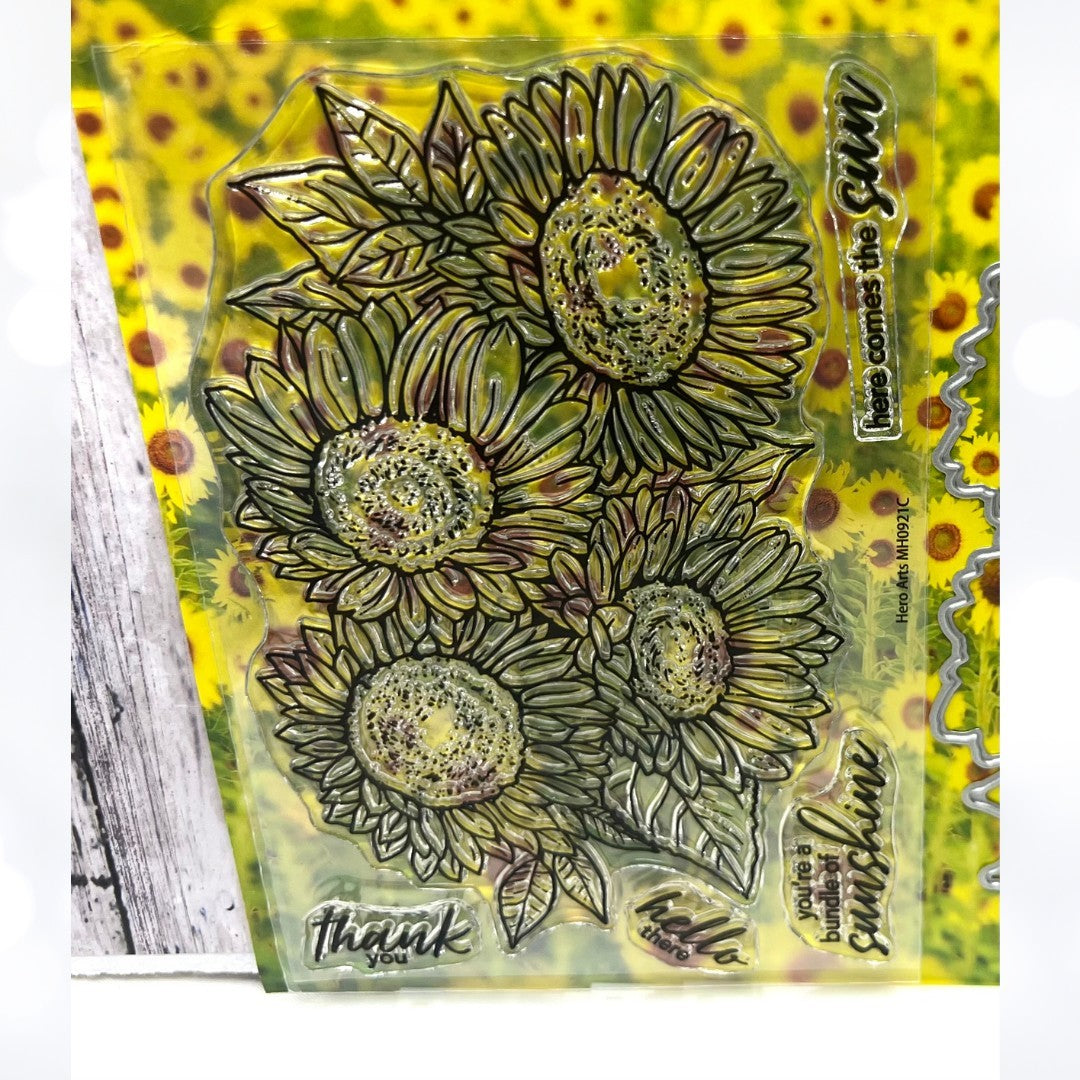 My Hero Arts Kit SUNFLOWERS Autumn Fall Rubber Stamps Dies Stencils Sept 2021