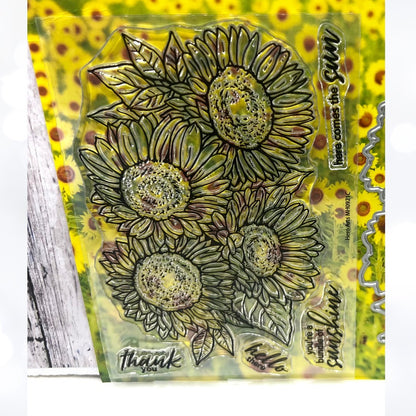 My Hero Arts Kit SUNFLOWERS Autumn Fall Rubber Stamps Dies Stencils Sept 2021