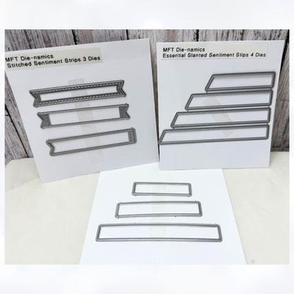 My Favorite Things STITCHED SENTIMENT STRIPS Slanted Dies Lot of 3