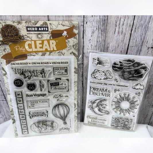Hero Arts CELESTIAL & TRAVEL From the Vault Journey Rubber Stamps