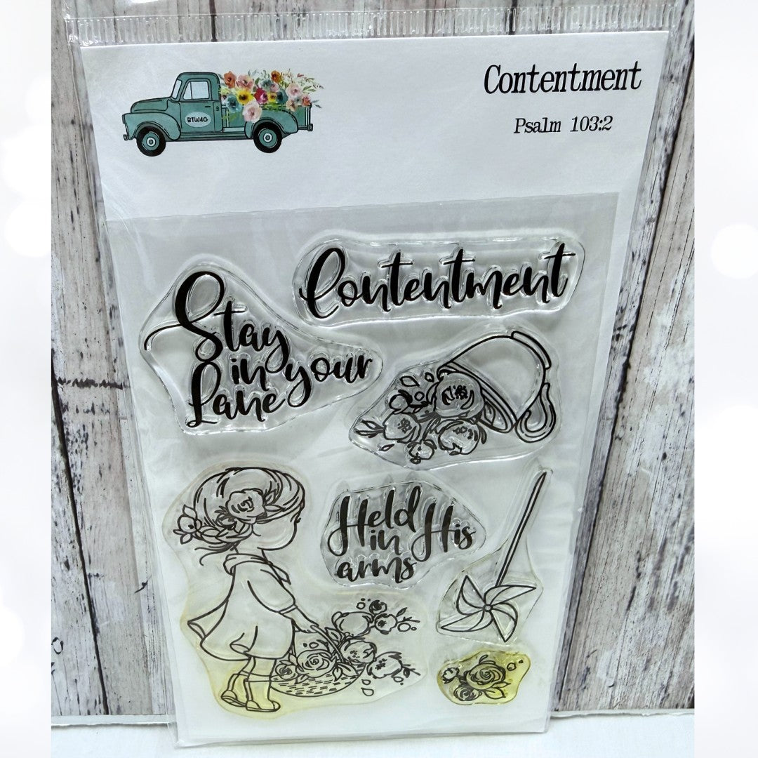 By the Well 4 God CONTENTMENT Girl Religious Bible Journaling Rubber Stamps