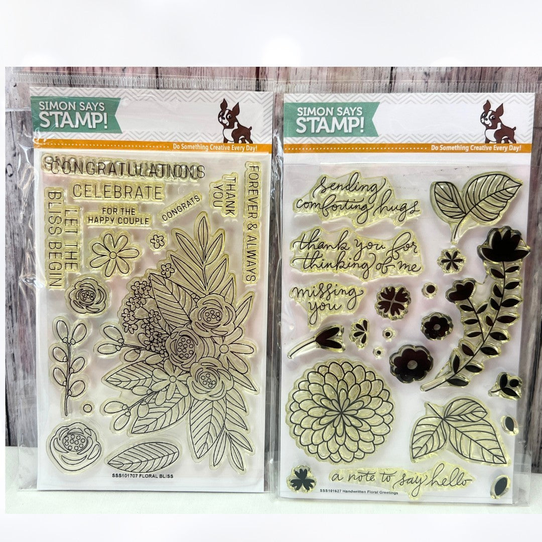 Simon Says Stamp FLORAL BLISS Handwritten Flowers Rubber Stamps