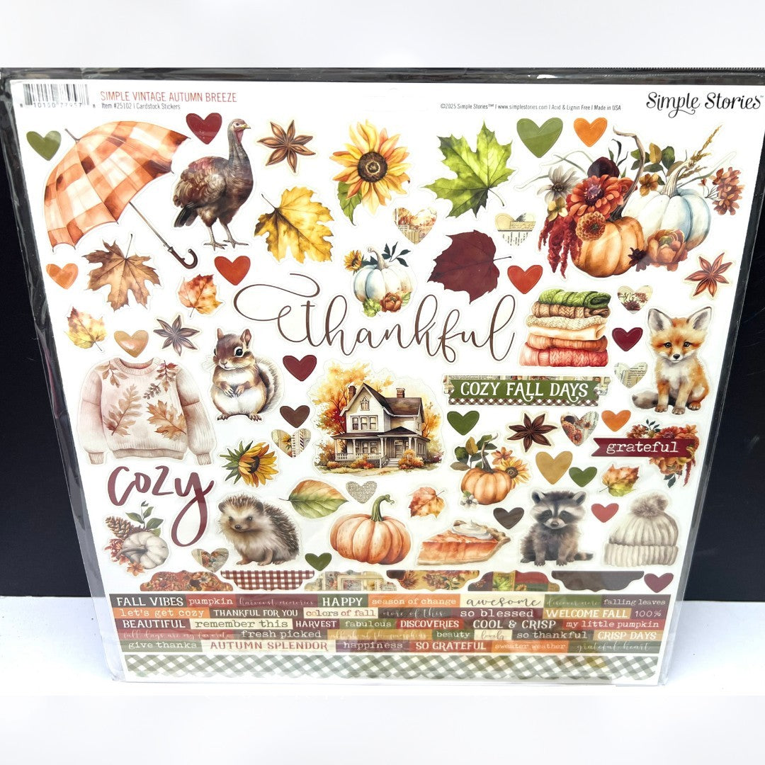 Simple Stories VINTAGE AUTUMN BREEZE Fall 12x12 Kit Paper Ephemera Collection