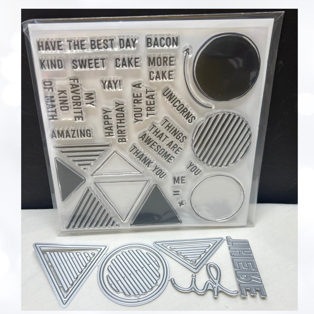 Concord & 9th GEOMETRICS Circles Triangles Greetings Rubber Stamps Dies