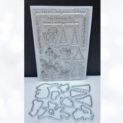 My Favorite Things JOLLY IN THE HOLIDAYS Animals Christmas Rubber Stamps Dies