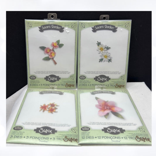 Susan's Garden FLOWERS Floral Lily Daisy Sizzix Dies Lot of 4