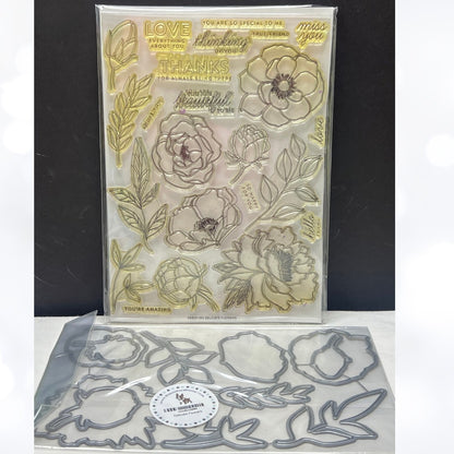 Simon Says Stamp DELICATE FLOWERS Floral 6x8 Rubber Stamps Dies