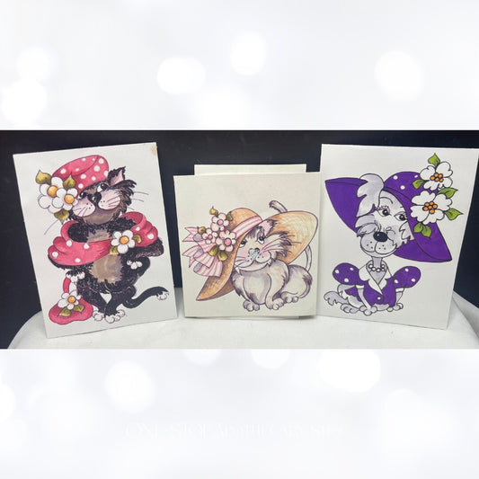 Loralie Designs CATS & DOGS Fashion Art Rubber Stamps Lot of 3