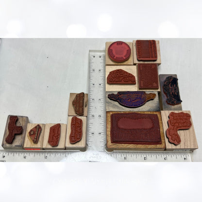 HANDMADE BY Created Stamped By Wood Rubber Stamps Lot of 13