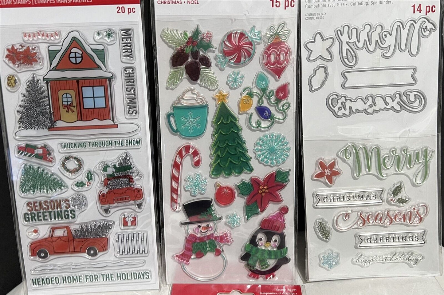 Recollections Art-C CHRISTMAS Holiday Truck Religious Rubber Stamps lot of 4