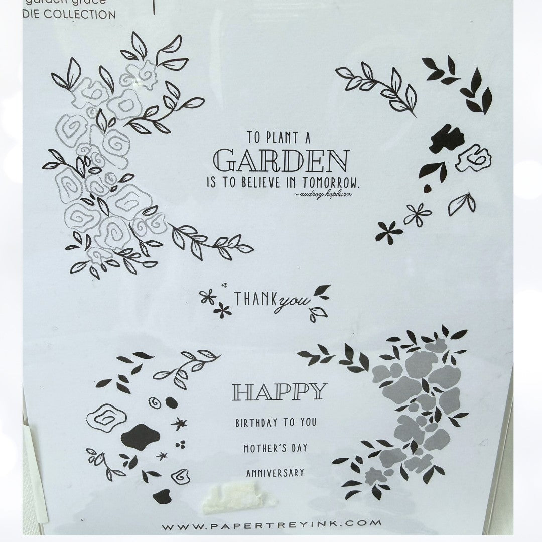 Papertrey Ink GARDEN GRACE Flowers Floral Rubber Stamps Dies
