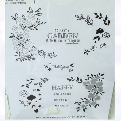 Papertrey Ink GARDEN GRACE Flowers Floral Rubber Stamps Dies